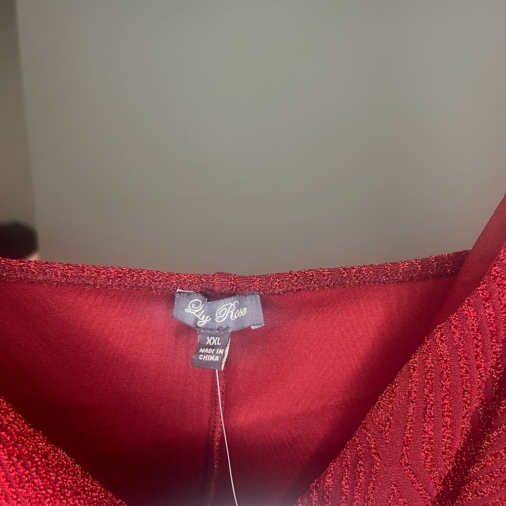 6/$25 Lily Rose Shimmering Red Mini Dress - Picture 2 of 4